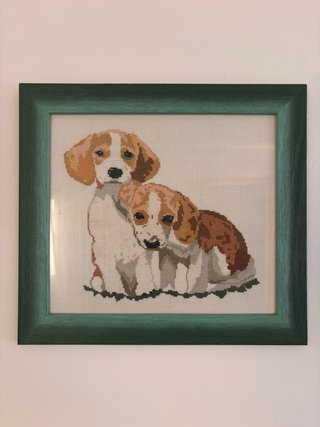 Cuadro punto de cruz perros beagle