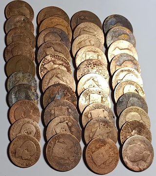 Lote 40 monedas bronce Alfonso XII  1877-79