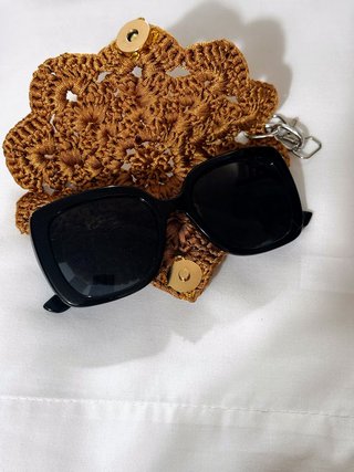 Porta occhiali uncinetto bronzo
