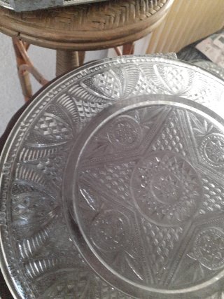 Antiguo plato cristal tallado estrella