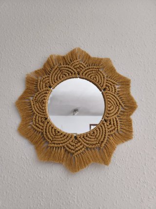 Espejo Macramé Nudos Marrón
