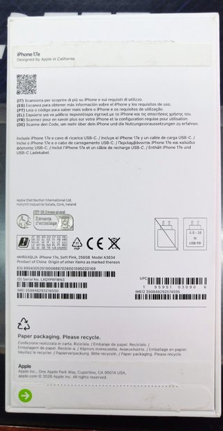 iPhone 17E 256GB Rosa Palo 5G Nuevo