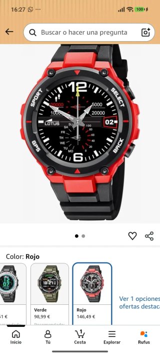 Reloj Lotus Rojo y Negro