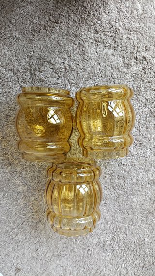 Set 3 tulipas cristal ámbar vintage 14cm luz calid