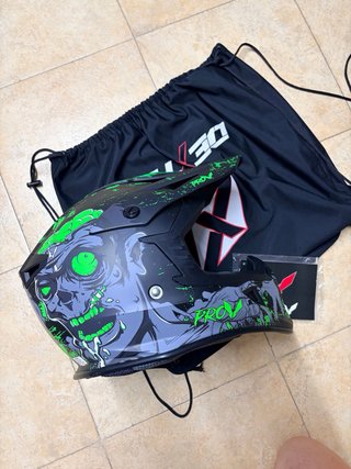 Casco Moto Skud Negan Niño Talla XS Negro/Verde
