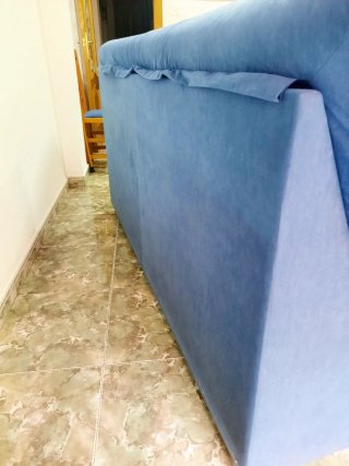 Sofá 3 plazas azul tela
