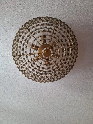 3 Lámparas de techo vintage cristal y metal