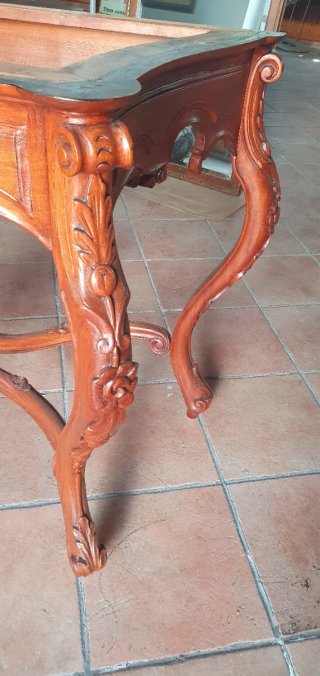 Mesa Consola Luis XV Mármol y Madera