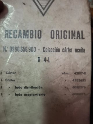 RENAULT 4 4CV DAUPHINE junta carter