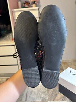 Bailarinas negras de rejilla con lazo