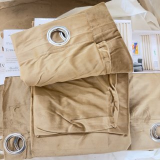 4 Tende Velluto Beige, tessuto coprente. 140x280cm