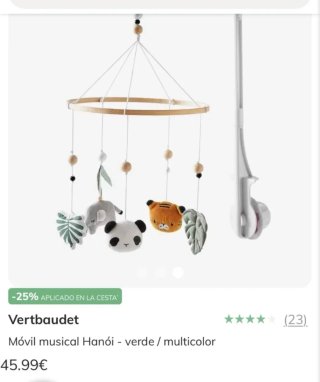 Móvil musical cuna animales selva