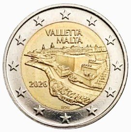 Monedas 2*2€ Malta 2026 Valletta Proof y Coincard