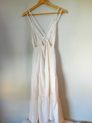 Vestido de verano Bershka blanco T. S
