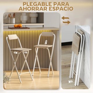 2 Taburetes Bar Plegables con Respaldo