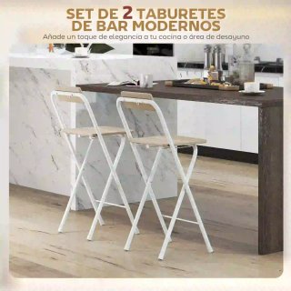 2 Taburetes Bar Plegables con Respaldo