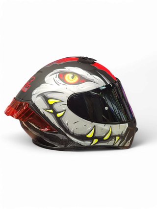 Casco NZI Integral Raptor Negro Gris Rojo