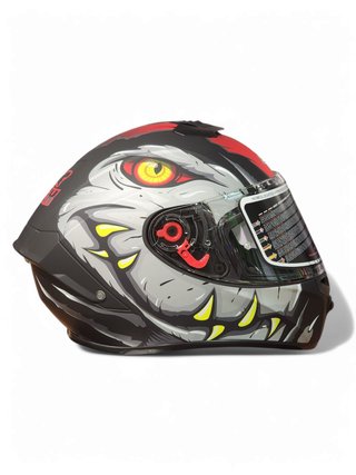 Casco NZI Integral Raptor Negro Gris Rojo