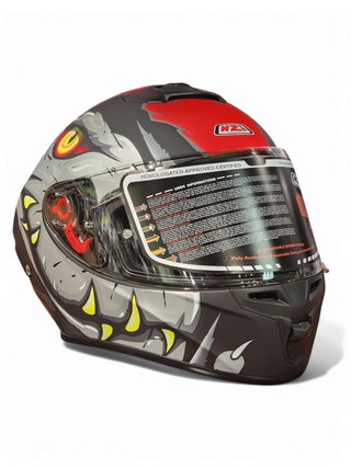 Casco NZI Integral Raptor Negro Gris Rojo