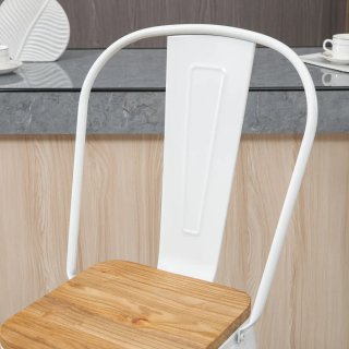 Juego 4 Taburetes Altos Cocina Metal Madera