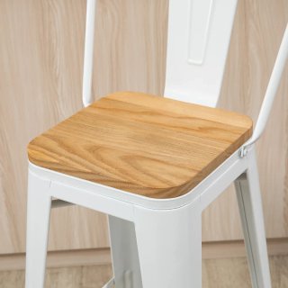 Juego 4 Taburetes Altos Cocina Metal Madera