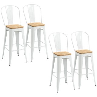 Juego 4 Taburetes Altos Cocina Metal Madera