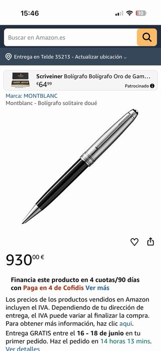 Bolígrafo Montblanc Negro y Plateado