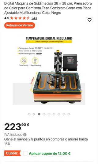 Prensa de Calor Vevor 8 en 1
