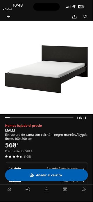 Estructura cama y 2 mesitas Malm Ikea