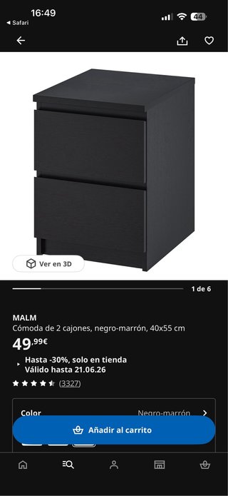 Estructura cama y 2 mesitas Malm Ikea