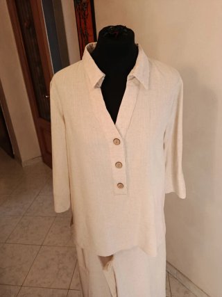 Completo misto lino beige taglia unica