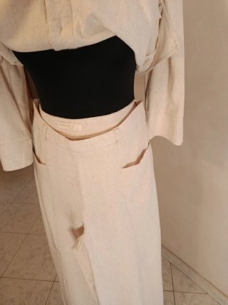 Completo misto lino beige taglia unica