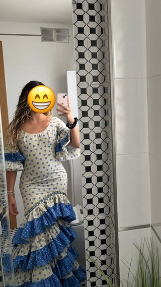 Vestido Flamenca Lunares Azul