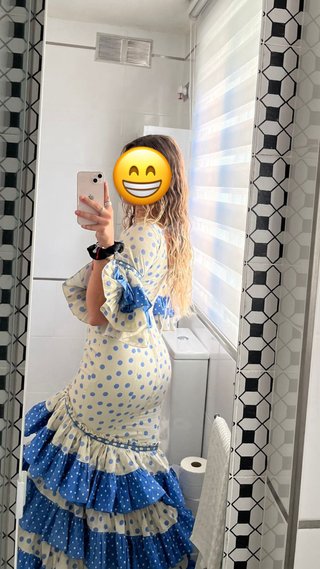 Vestido Flamenca Lunares Azul