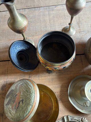 Lote Latón y Bronce Varias Piezas Decorativas