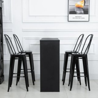 Juego 4 Taburetes Altos Cocina Metal Negro
