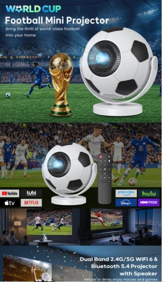 Proyector Diseño Balón Fútbol 4K