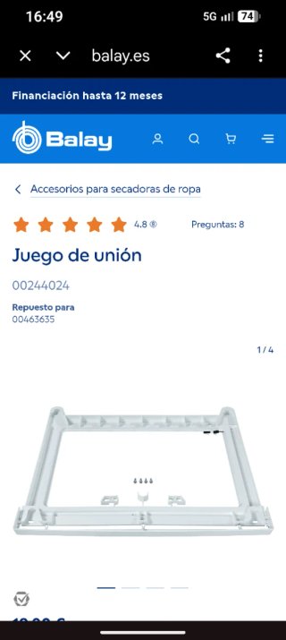 Kit Unión Lavadora Secadora Balay Bosch Siemens
