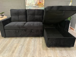 Sofá Cama Chaise Longue con Arcón Negro