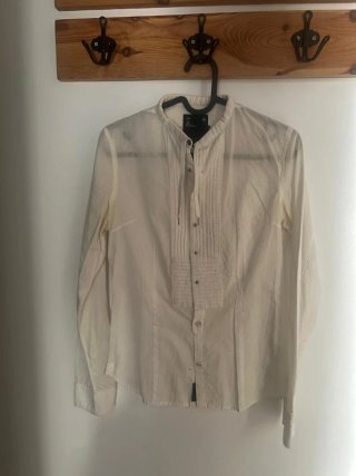 Camisa blanca cuello mao XS