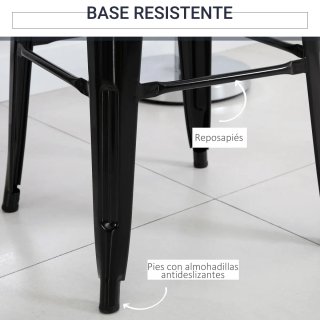 Conjunto 4 Taburetes Bar Metálicos Negros
