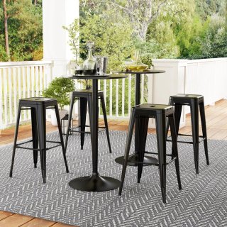 Conjunto 4 Taburetes Bar Metálicos Negros