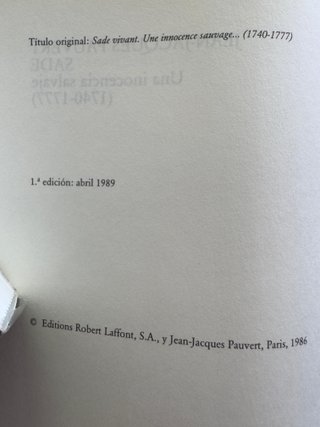 Sade Una inocencia salvaje Jean Jacques Pauvert