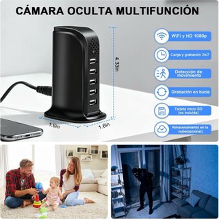 Cámara Oculta Cargador USB Múltiple