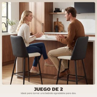 Juego 2 Taburetes Altos Cocina Respaldo