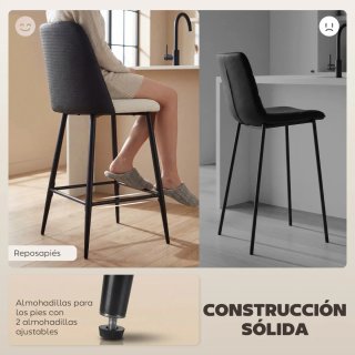 Juego 2 Taburetes Altos Cocina Respaldo