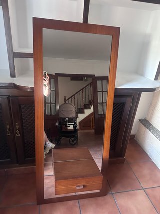 Mueble recibidor de entrada madera y cristal