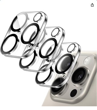 6 Protezioni schermo spia per iPhone 16 Pro+ 3 cam.