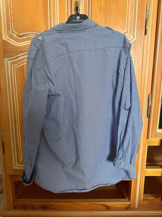 Camisa cuadros azul con botones y hebillas