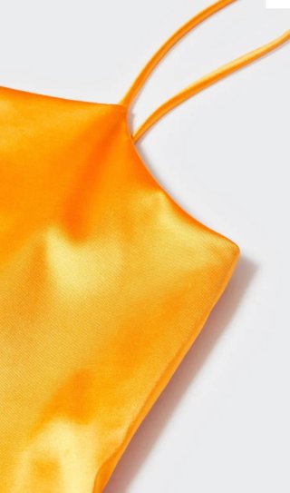 Vestido Mango naranja satinado nuevo con etiqueta